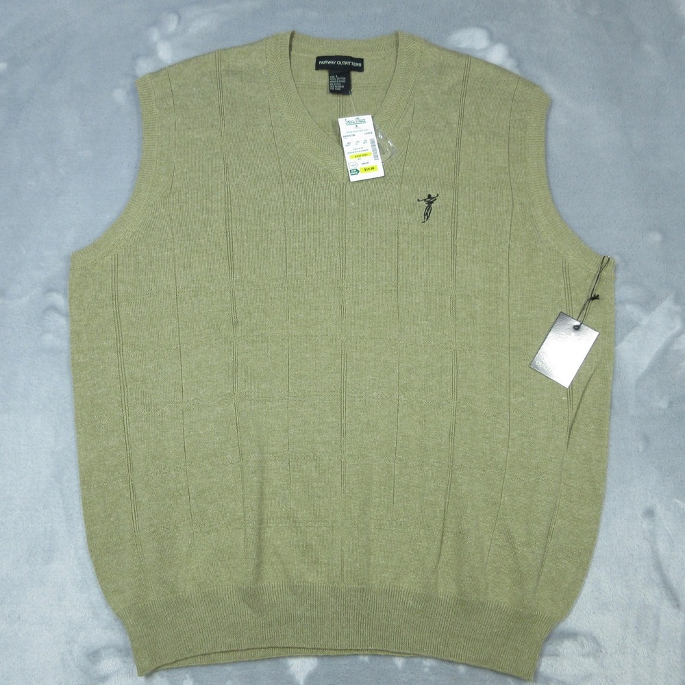 Fairway Outfitters Sweater Vest Mens Large Khaki Golf V Neck‎ Pullover NWT